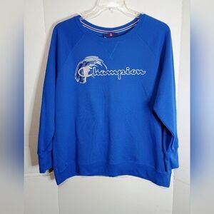 Champion Blue Crewneck Women's Sweat Shirt Vibrant Athletic Style Size 2X